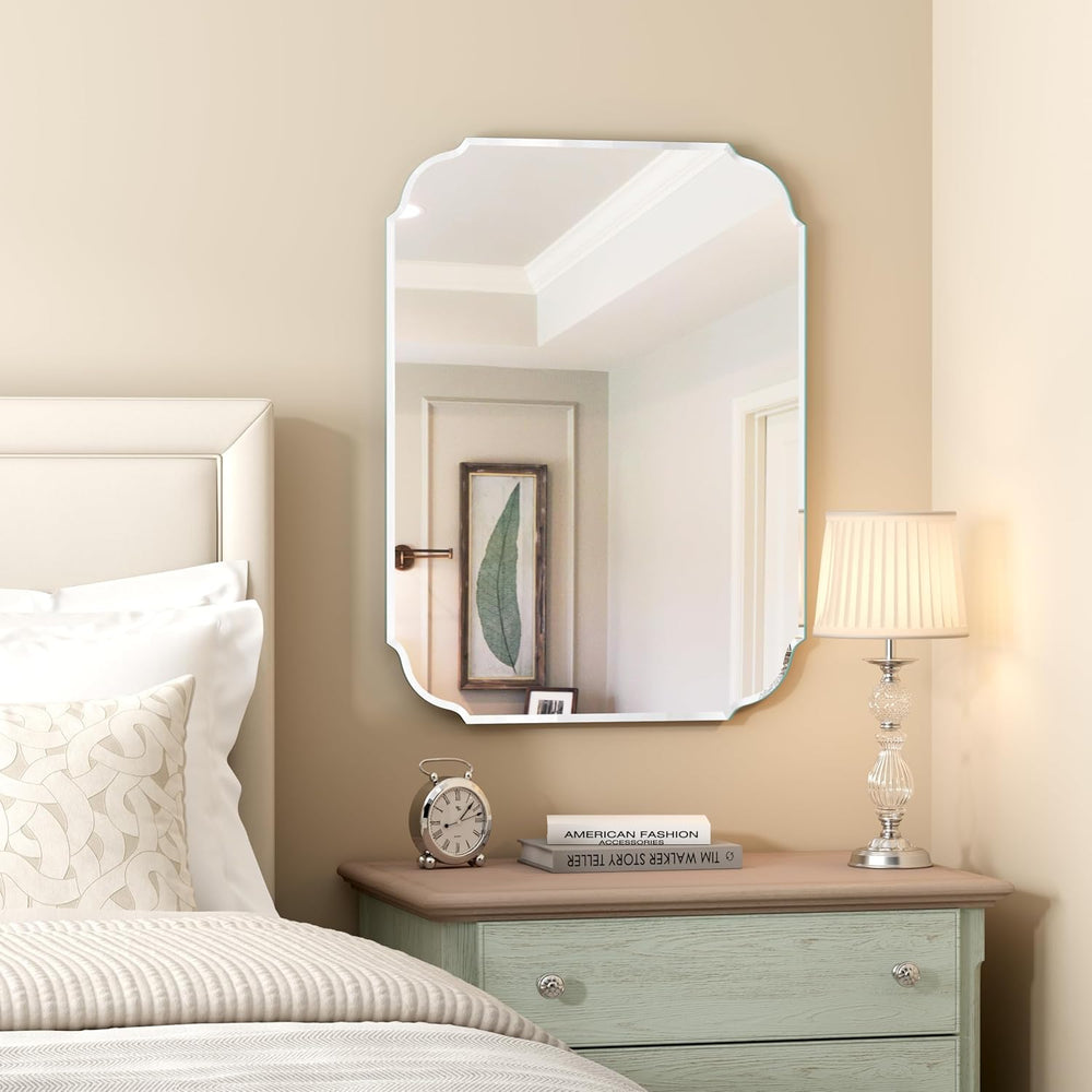 Silver Wall Mirror-Beveled Edge Frameless Mirror for Bathroom, Vanity, Bedroo...
