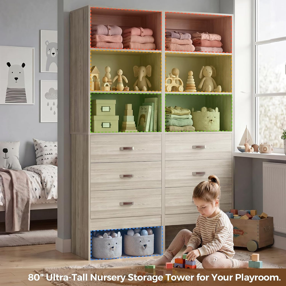 Freestanding 3.5FT Closet System with Leather Handles Set of 2 White Oak