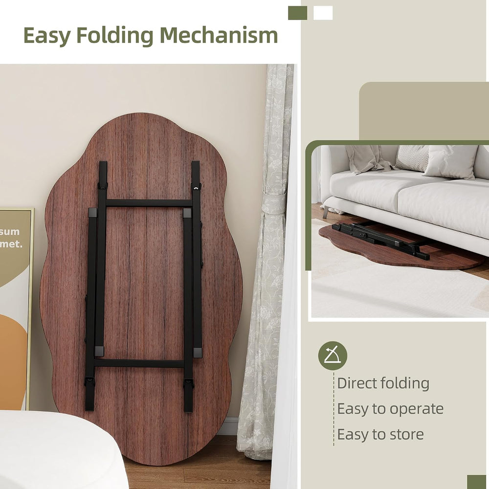 Folding Coffee Table,Cloud Coffee Table for Living Room,Walnut
