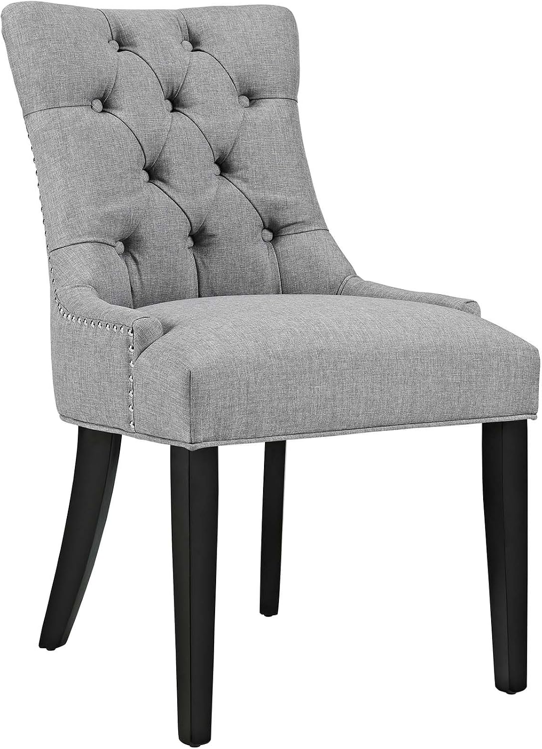modway regent button tufted upholstered fabric dining chair shown in use