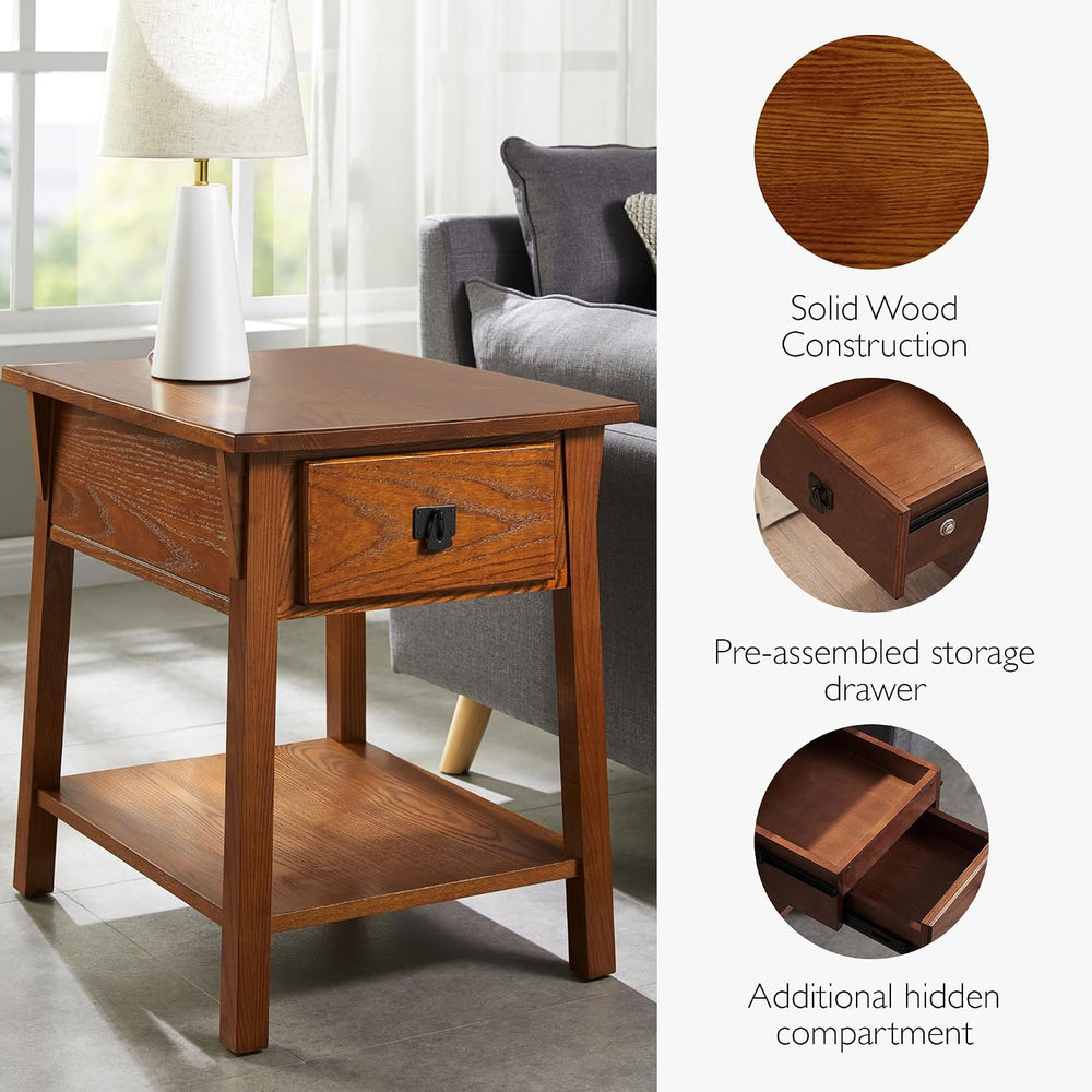 Leick Home Mission Nightstand Side Table, 22", Russet