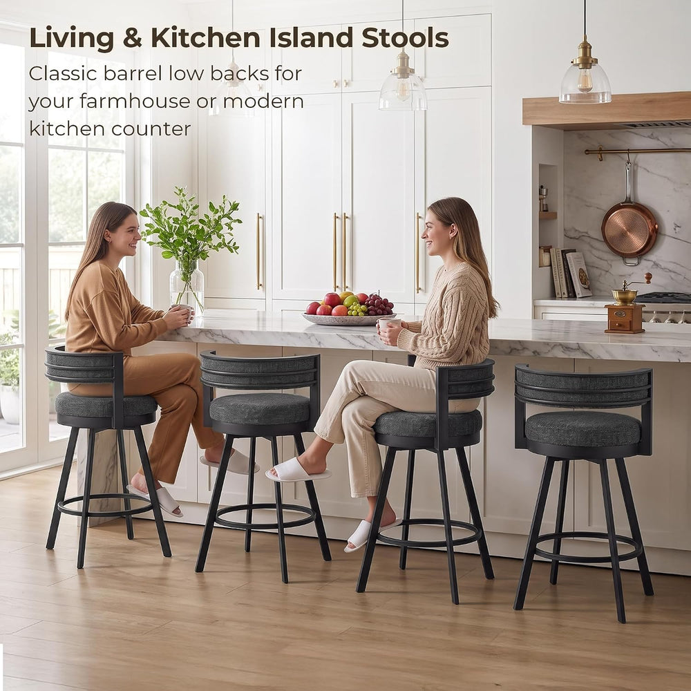 Flouki Swivel Counter Height Bar Stools Set of 4, Upholstered 26.6" Mode...