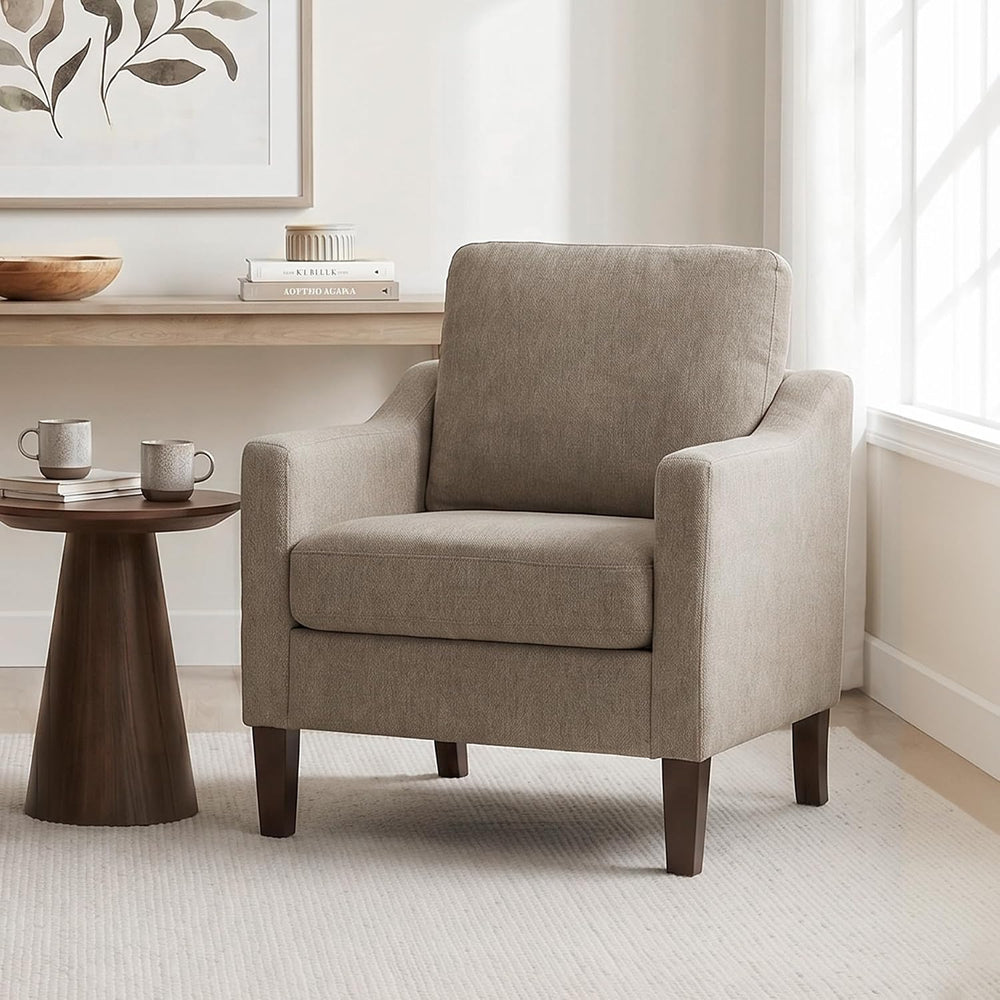 VKNOW Accent Chairs Set of 2, Modern Upholstered Armchairs, Brown