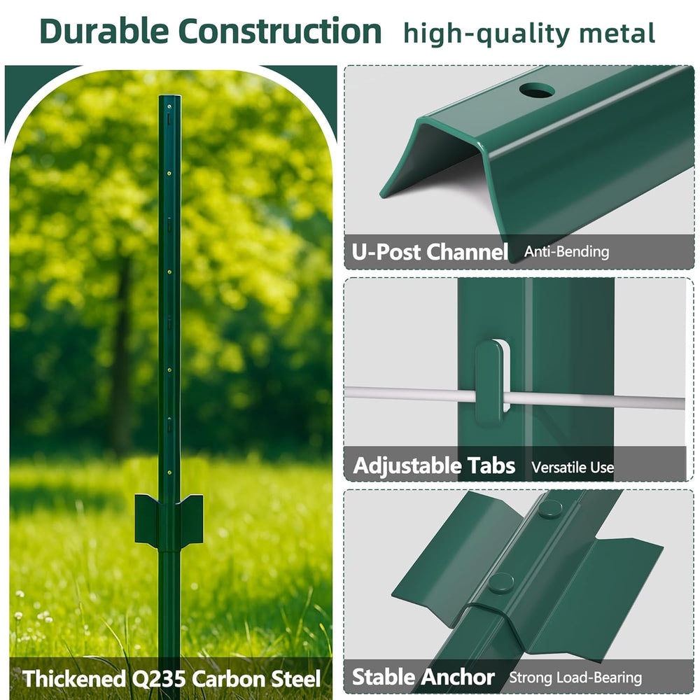 Metal Fence Post 4feet, Heavy Duty Garden Fence Post for Holding Wire Fence, ...