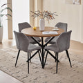 39" Round Dining Table Set for 4, Brown Table & 4 Gray Chair
