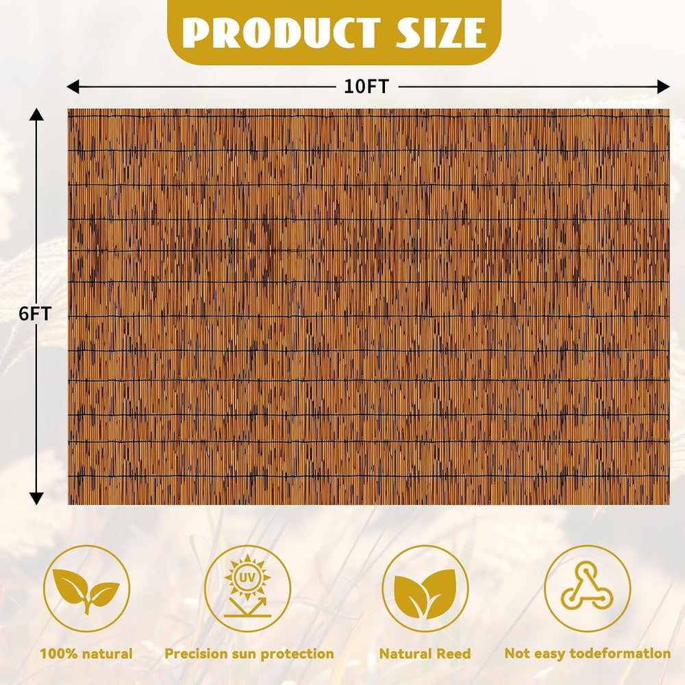 KOIUEYW Bamboo Privacy Fence, Decorative Bamboo Fence Rolls 6 Feet High, Ligh...