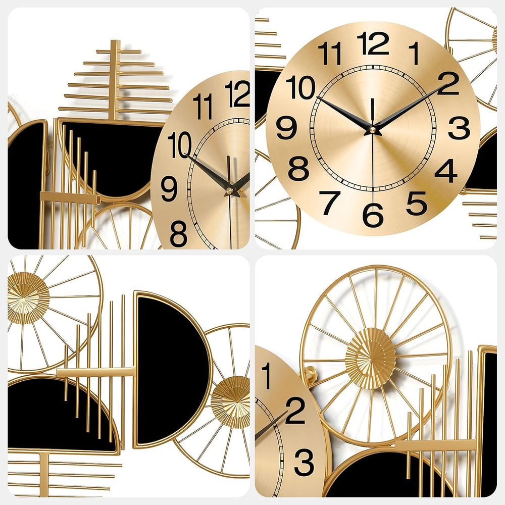 40" Large Modern Wall Clock, 3D Metal Wall Art for Living Room