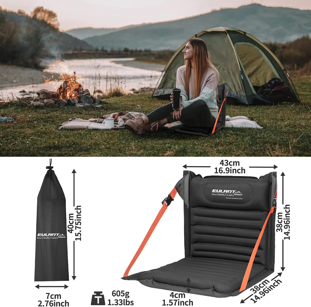 Inflatable Folding Seats for Camping,Portable Stadium Seats w/Back Support