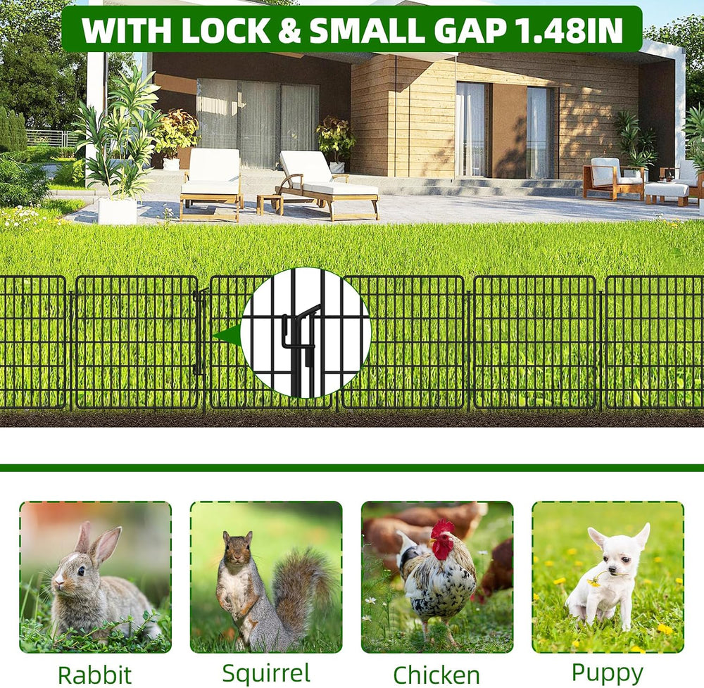 5 Panels Garden Fencing Animal Barrier with Lock, 24 in(H) X 10 Ft(L) Dog Fen...