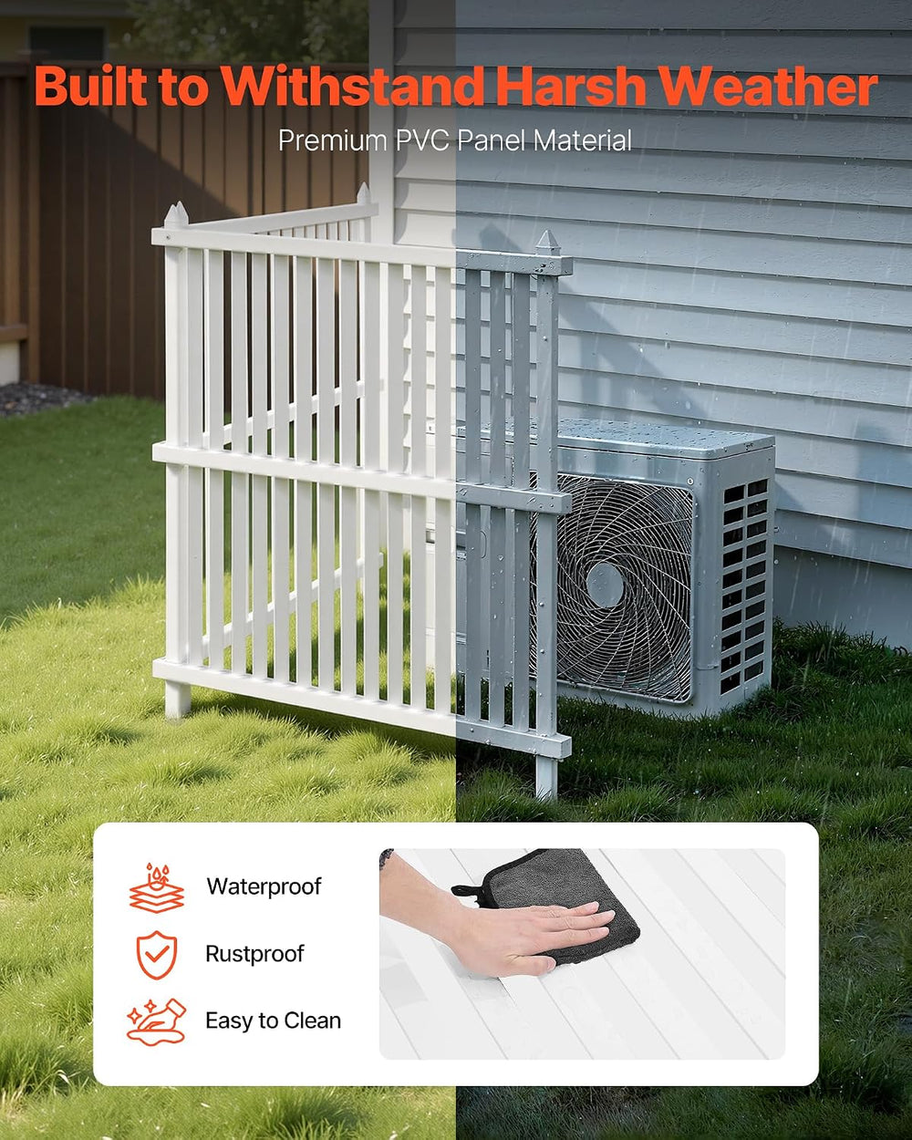 VEVOR 2 Panels Outdoor Privacy Screen, 36 x 45 in Air Conditioner Fence with ...