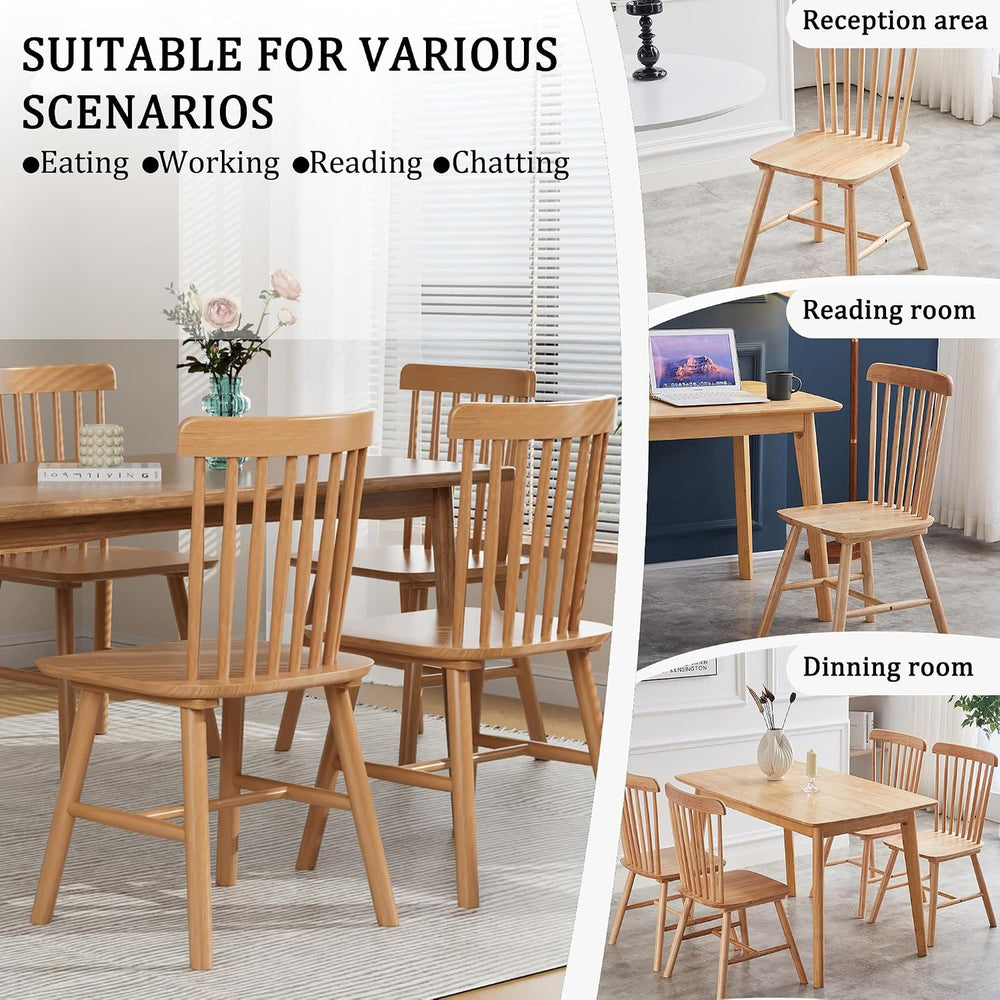 Dining Chairs Set of 4, Farmhouse Solid Wood Windsor Kitchen Chairs Set with ...
