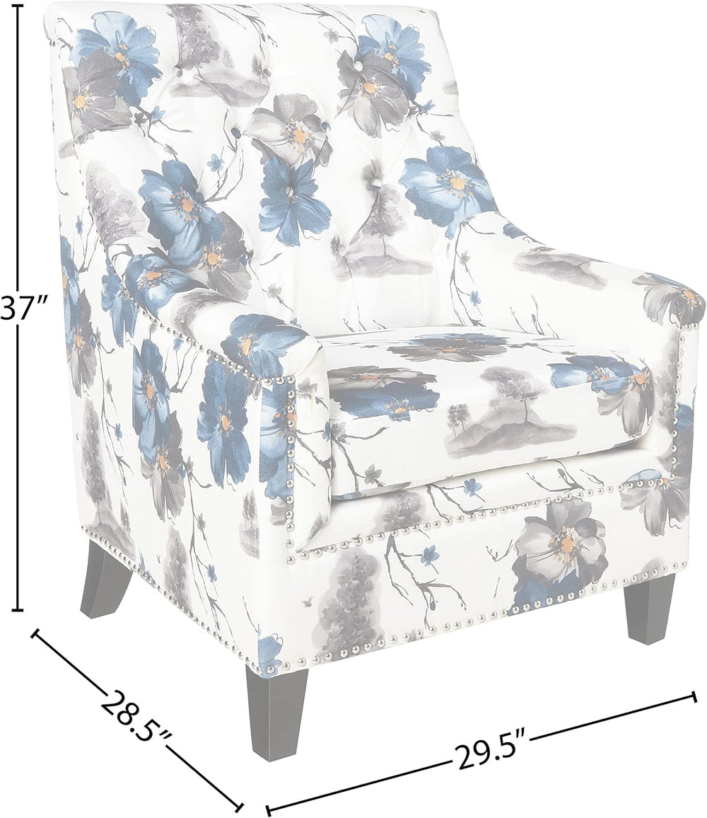 OSP Home Furnishings Pacific Armchair with Padded Box Spring Seats and Silver...