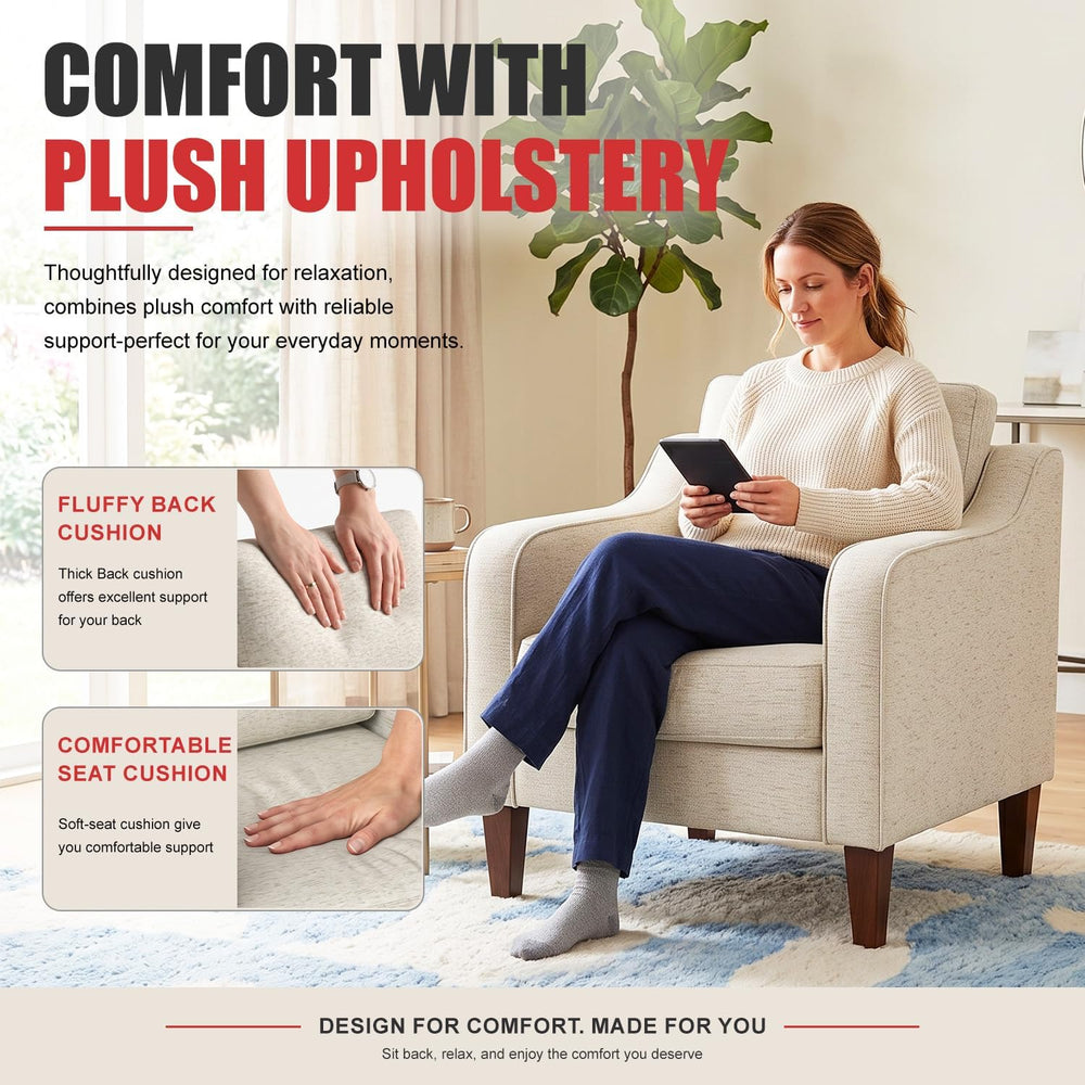 BestMassage Accent Chair, Beige Fabric Upholstered Armchair