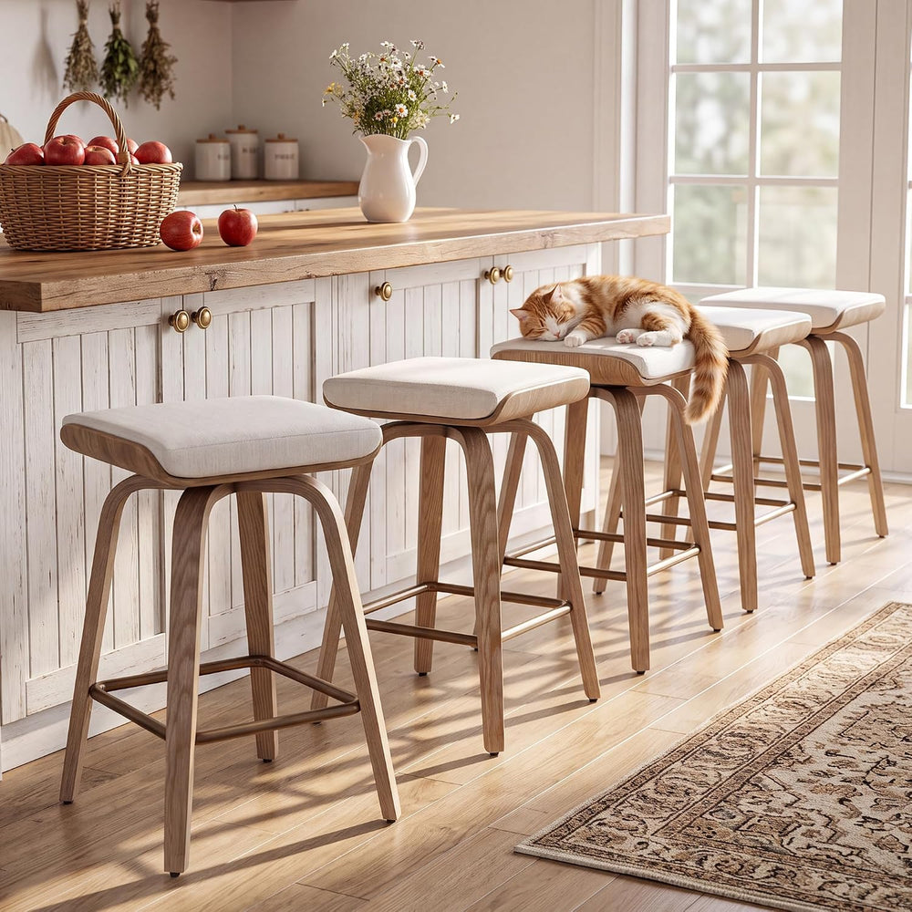 HNY 26" Swivel Bar Stools Set of 2, Backless Counter Height Bar Stools w...