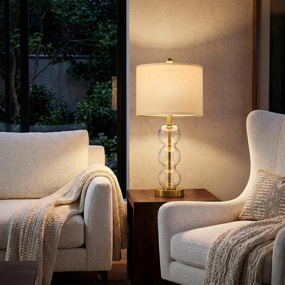 Oneach 25" Glass Table Lamps Set of 2, Gold Modern Table Lamps with USB ...