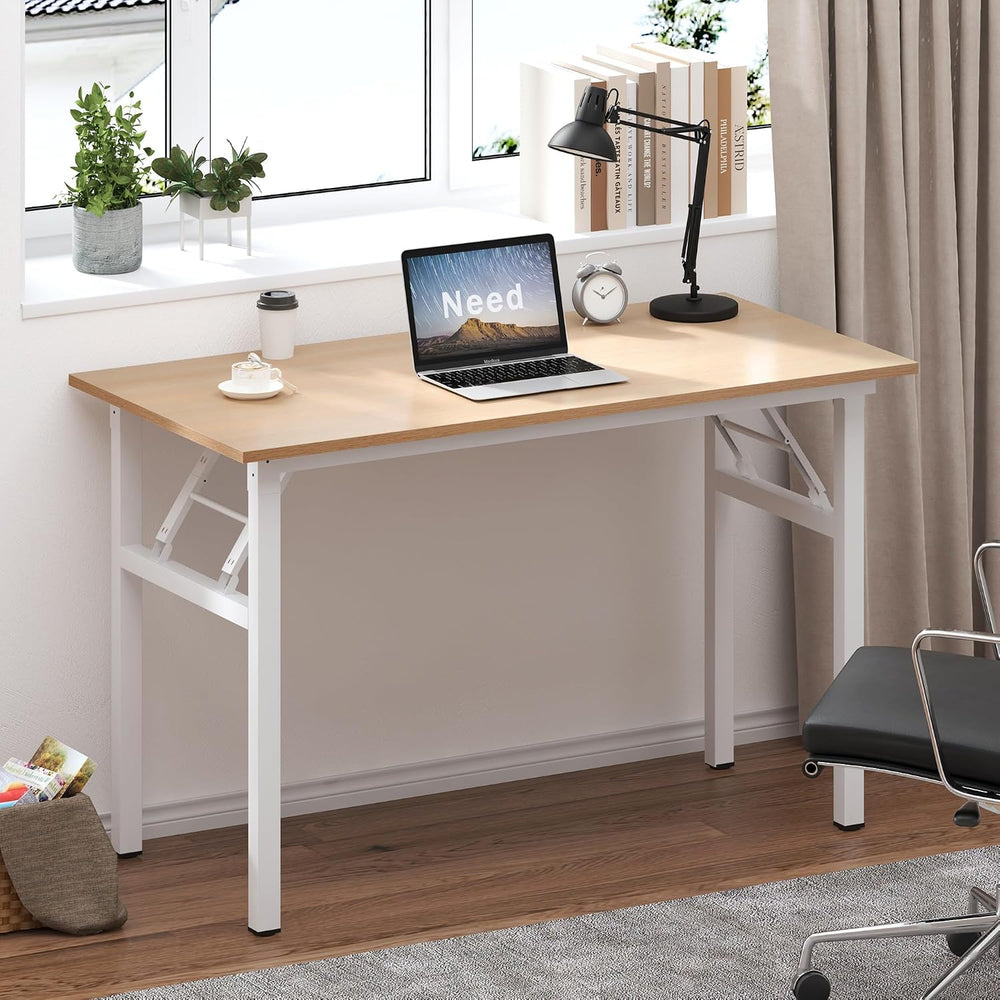 Need Office Computer Desk 39.3 Inch Sturdy Folding Laptop Table Pink Oak