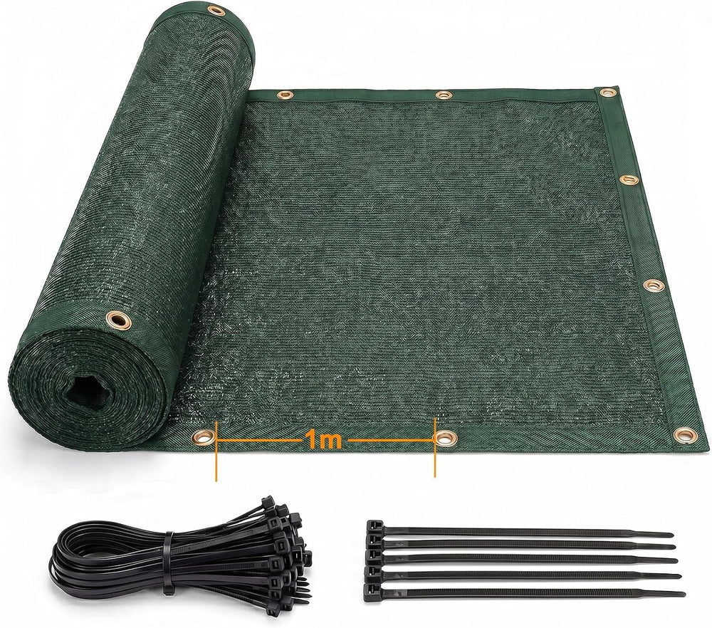 4' x 50' Privacy Fence Screen, HDPE Mesh with Grommets, Green