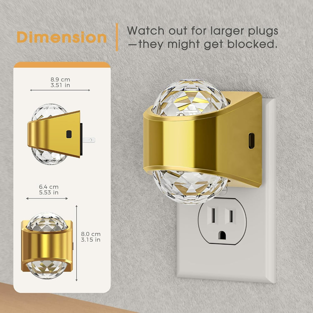 Briignite Night Light, Gold Night Lights Plug into Wall 2Pack LED Projector
