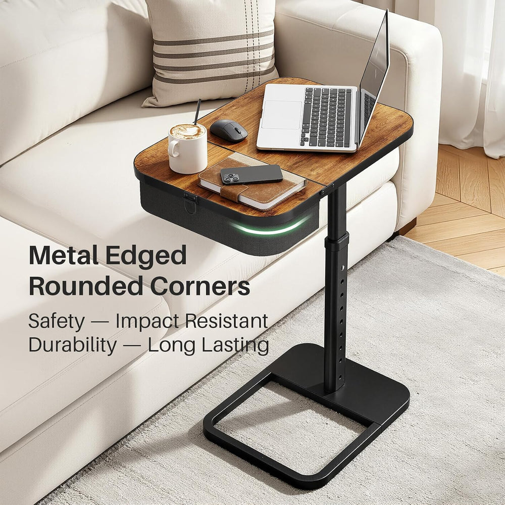 Kitstorack TV Tray Table with Flip-Top Storage, Adjustable Height