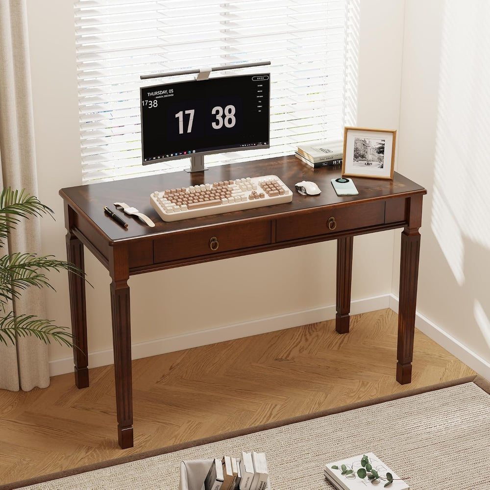 Computer Writing Desk with 2 Storage Drawers, 46"W French Provincial Cor...