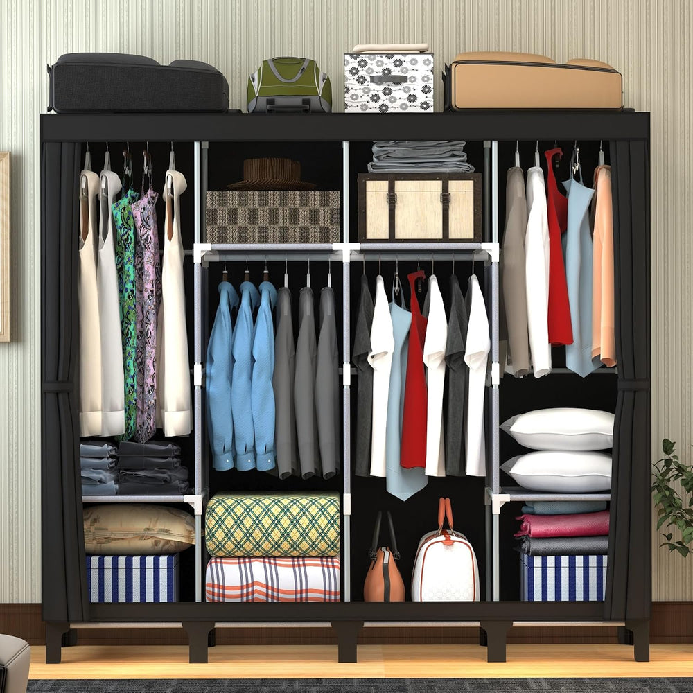 Portable Closet for Bedroom, 67" H x 67.7" H (Black, X-Large)