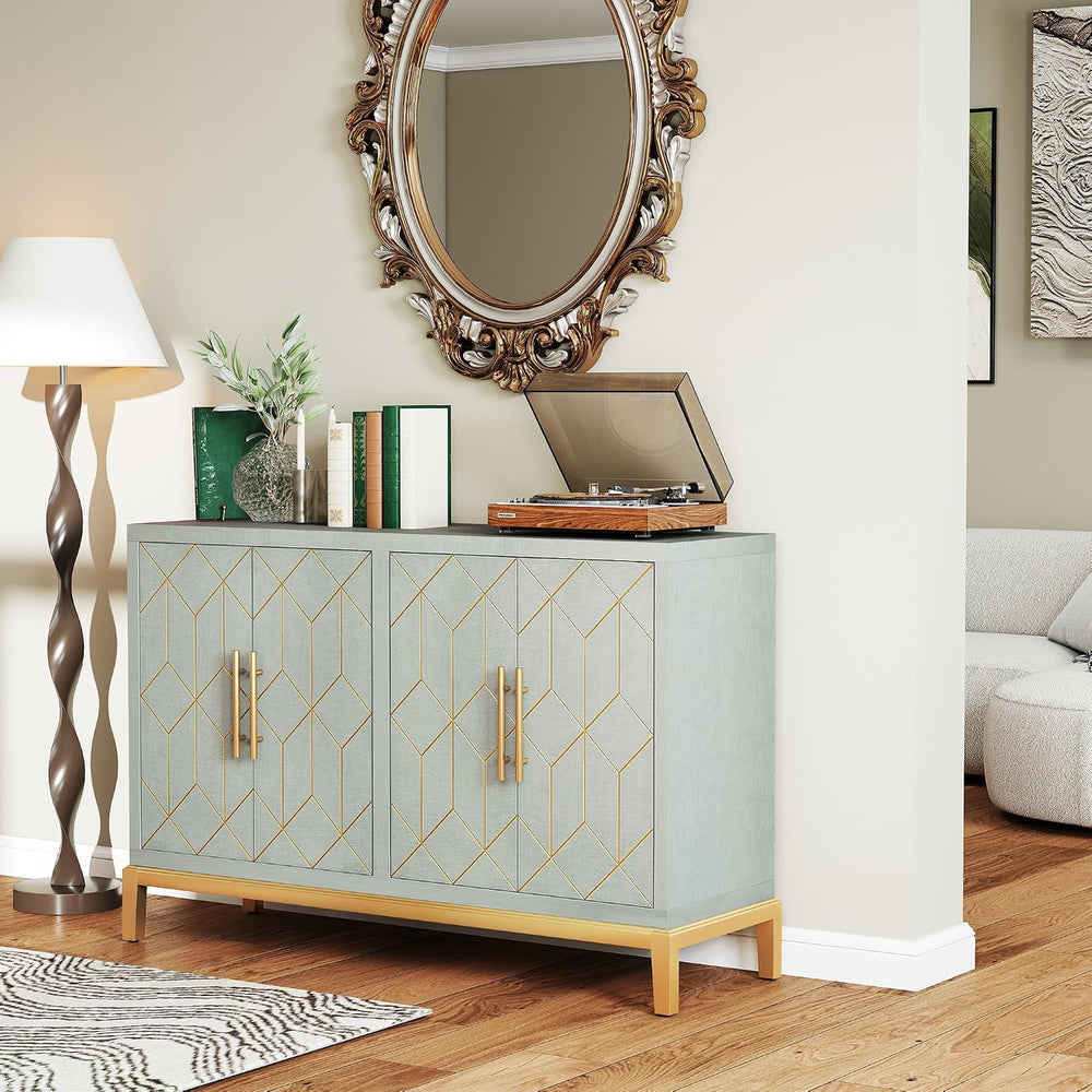 47.8" Accent Storage Cabinet with 4 Doors, Modern Sideboard Buffet Cabin...