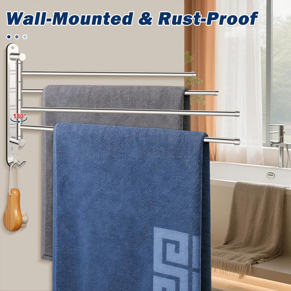 NearMoon Swivel Towel Rack, 19.5" Thicken 304 Stainless Steel 4-Arm Towe...