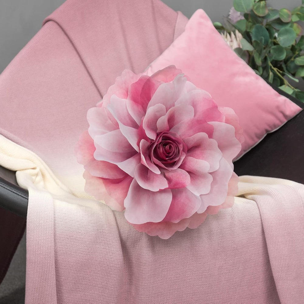 OiseauVoler 3D Peony Flower Decorative Throw Pillow with Insert Included