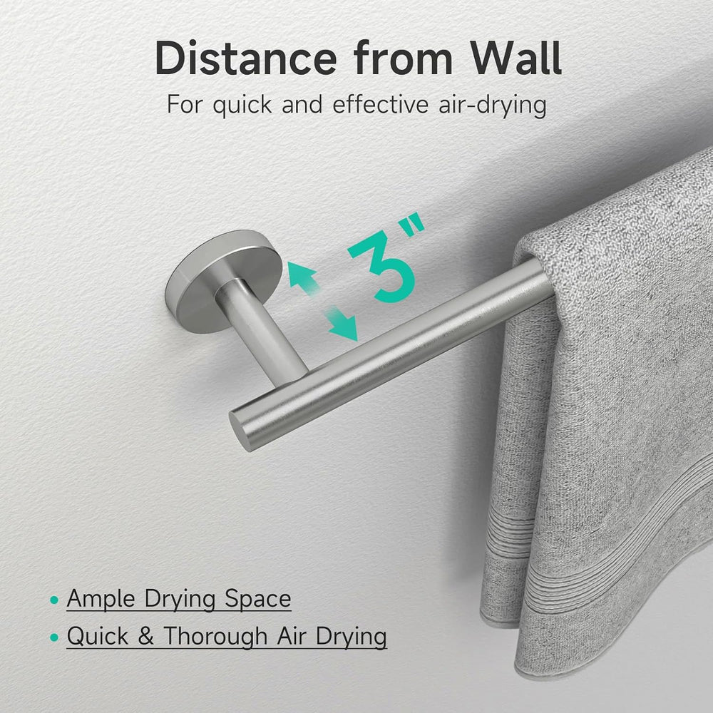USHOWER 4PCS Brushed Nickel Bathroom Accessories Set, 18-Inch Towel Bar Set