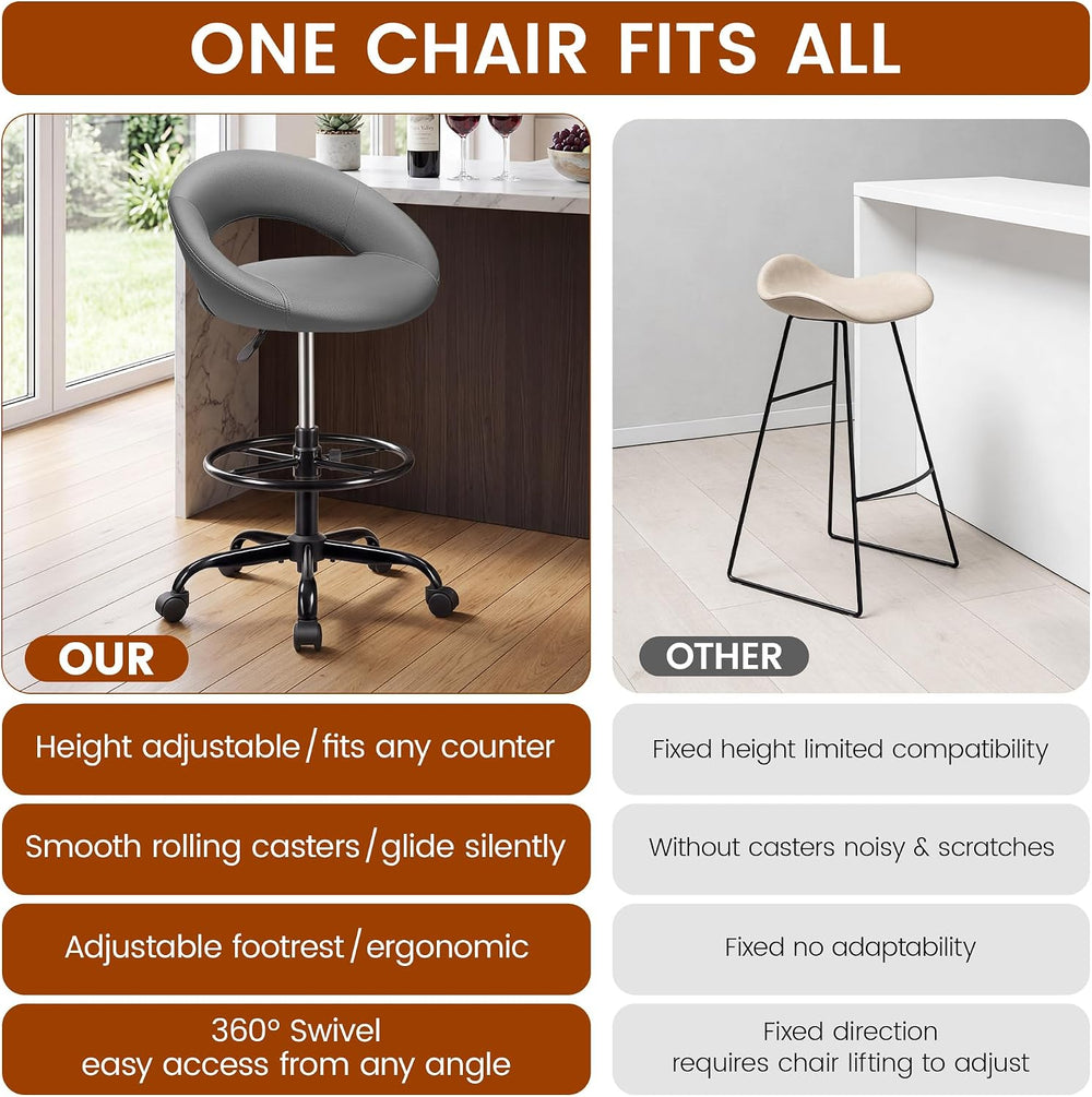Drafting Chair for Standing Desk, Counter Height Rolling Stool