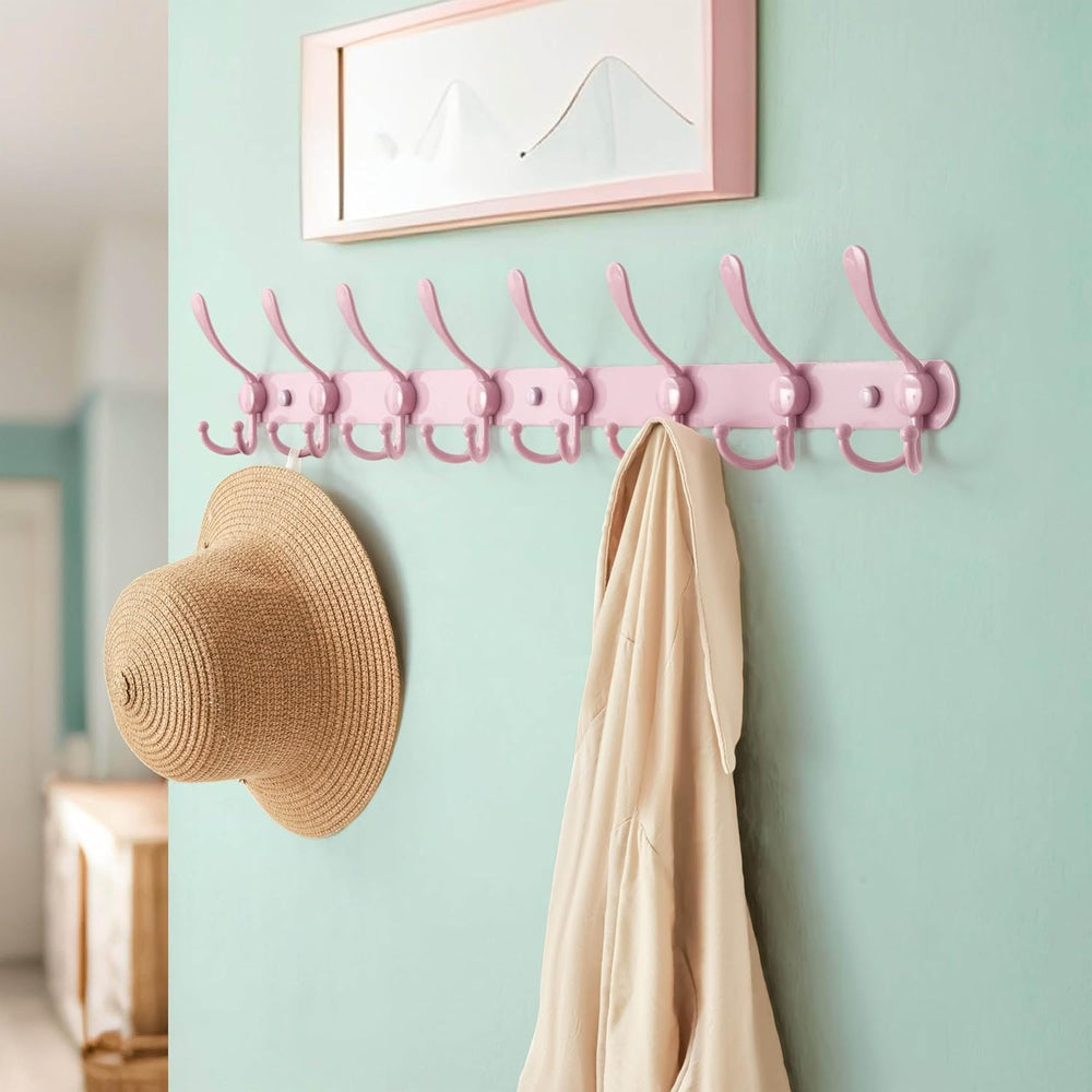 Dseap Coat Rack Wall Mount - 29.5” Long 8-Tri-Hooks Heavy Duty Coat Hanger Ra...