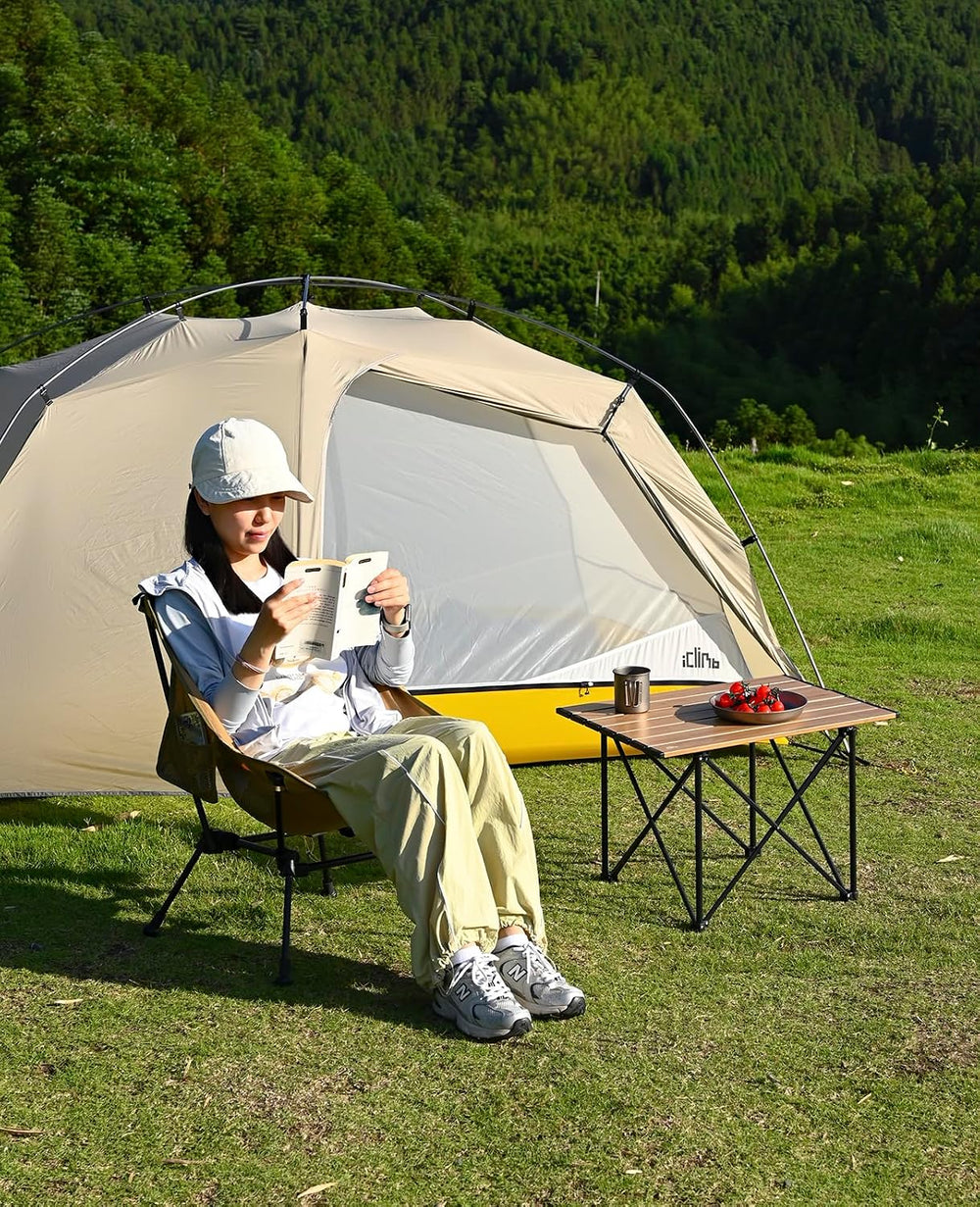 iClimb Ultralight Compact Camping Folding Table (Reinforced Black - L)