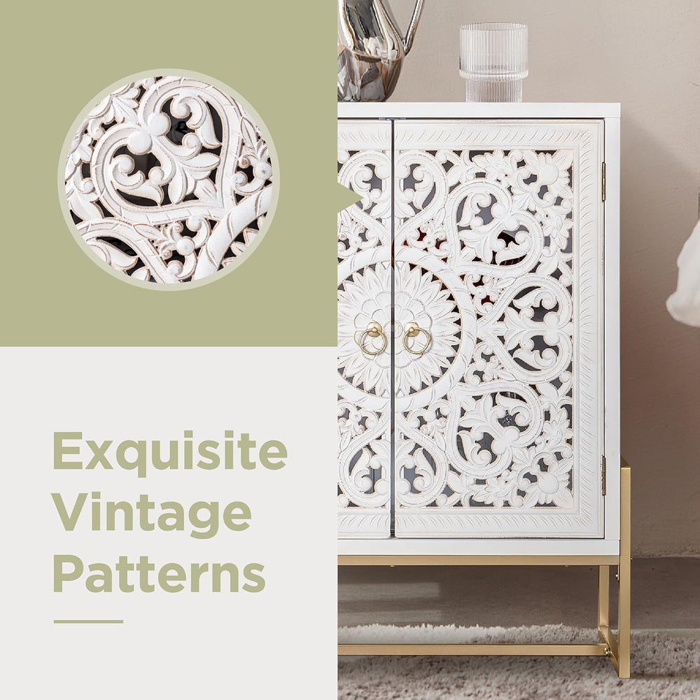 Sophia & William White Accent Cabinet with Door, Buffet Storage Cabinet