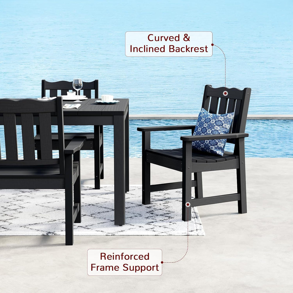 Stoog 7 Pieces Patio Dining Sets, All-Weather HIPS Material & Aluminum Fr...
