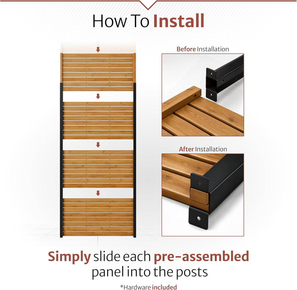 Enclo Easy Assembly Freestanding/Surface Mounted Privacy Screen, Hardwood