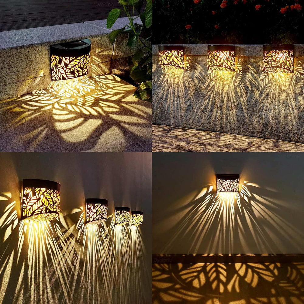 DenicMic Solar Wall Lights Outdoor 4 Pack Fence Solar Lights Led