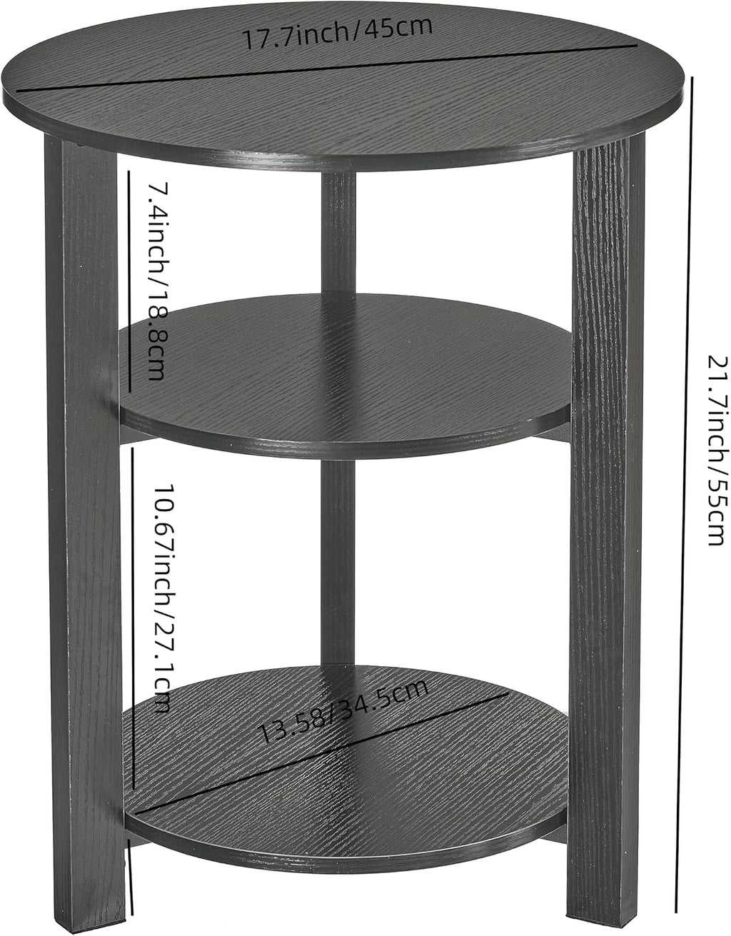 Farmhouse 3-Tier Round Side Table,Modern Couch Accent Table