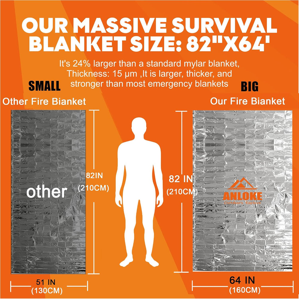 ANLOKE Emergency Blankets (10 Pack) - Plus Size Space Essential for Hiking Ge...