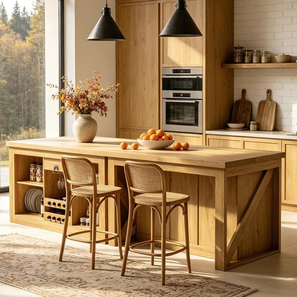 Viviwood Kitchen Island with Storage, 55" Farmhouse Stationary Island Ta...