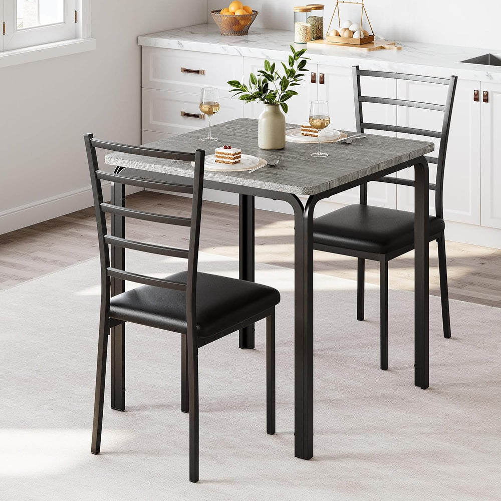 IDEALHOUSE 3-Piece Space Saving Dining Table and Chair Set, Grey