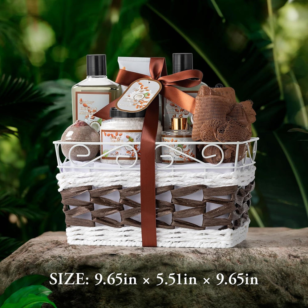Coconut Almond Spa Gift Basket, Bath & Body Skin Care Set