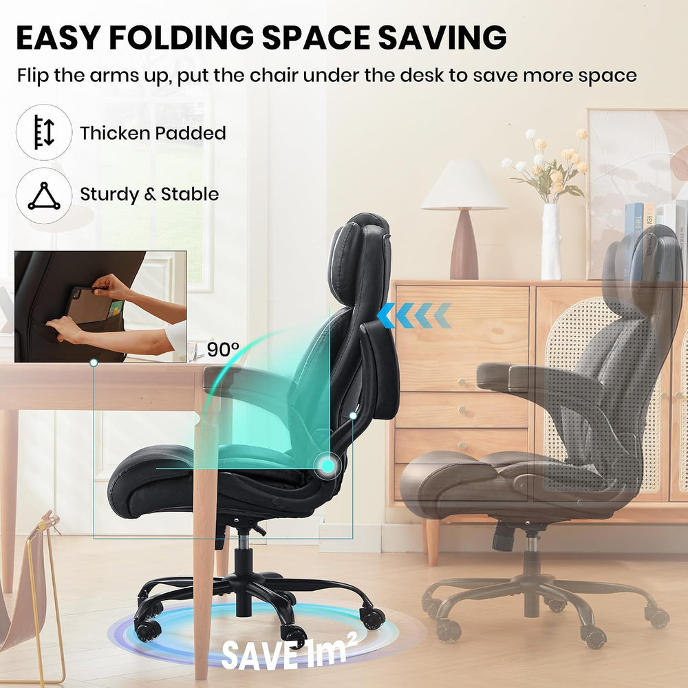 500lbs Big and Tall Office Chair Adjustable Lumbar Support for Back Pain, Ext...