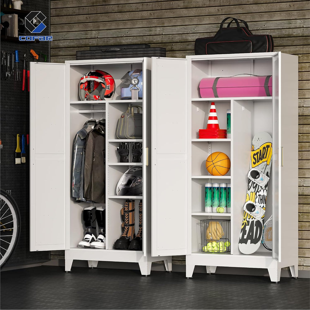 COFaR Metal Wardrobe Closet with Doors, 71'' Tall Steel Bedroom Armoi...