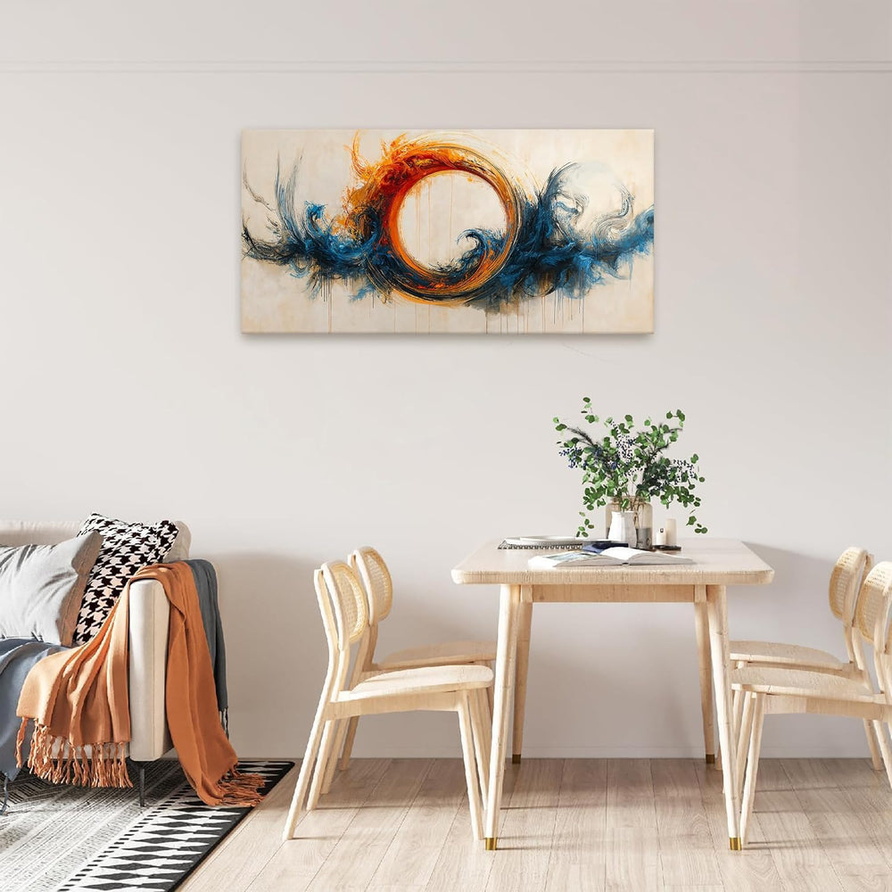 Abstract Wall Art Decor 20"x40" Circle Vortex Red Blue Wall Art For...
