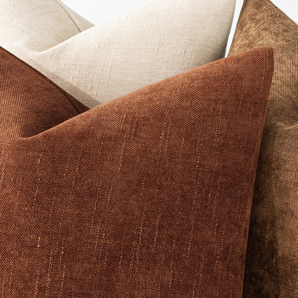 MIULEE 26x26 Inch Euro Textured Chenille Fall Throw Pillow Covers Dark Rust