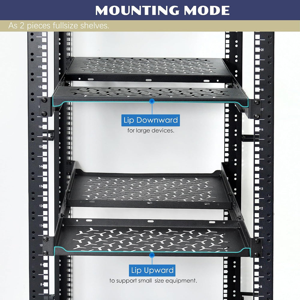 1U Rack Shelves (2-Pack), 2 PCS 8" Deep Cantilever, with Optional Joints...