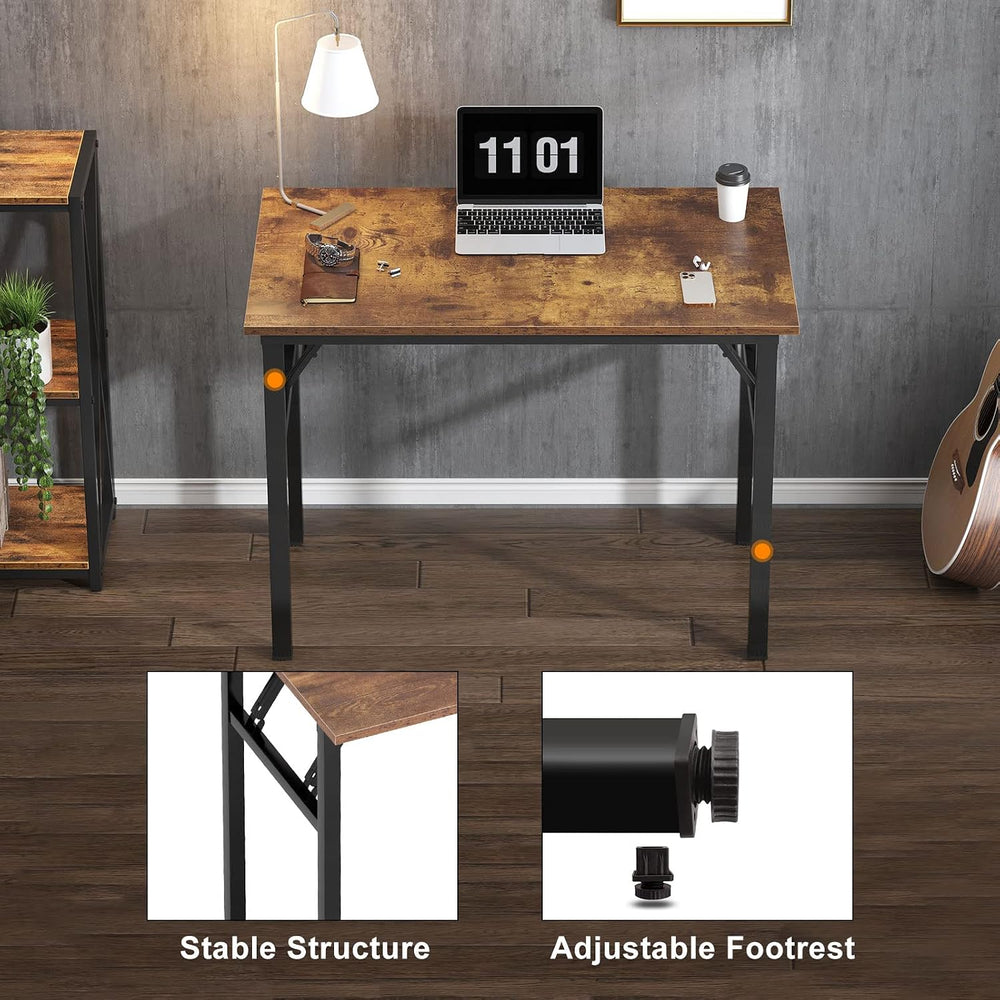 Need Small Folding Computer Desk, 31.5 Inch Writing Table, Rustic Brown