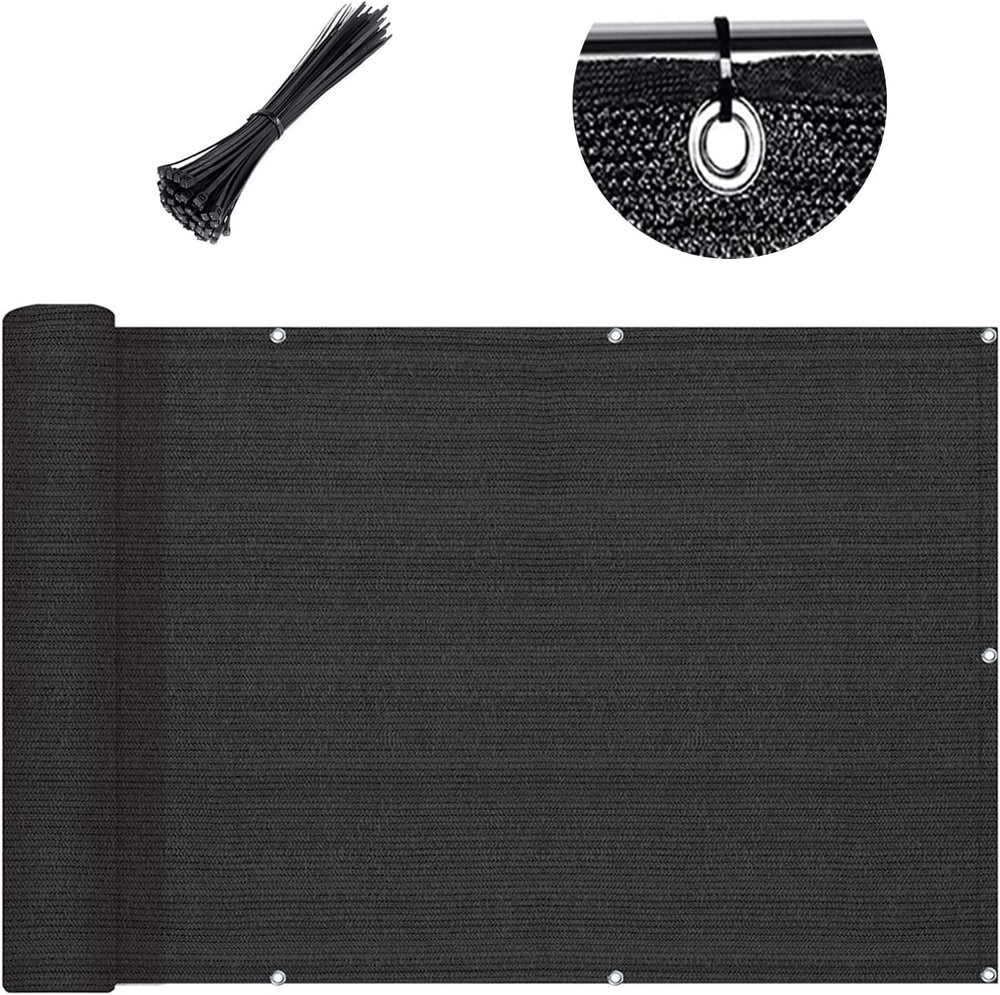 SUNLAX Custom Size 2.5'x26' Black Balcony Privacy Screen 90% UV Block