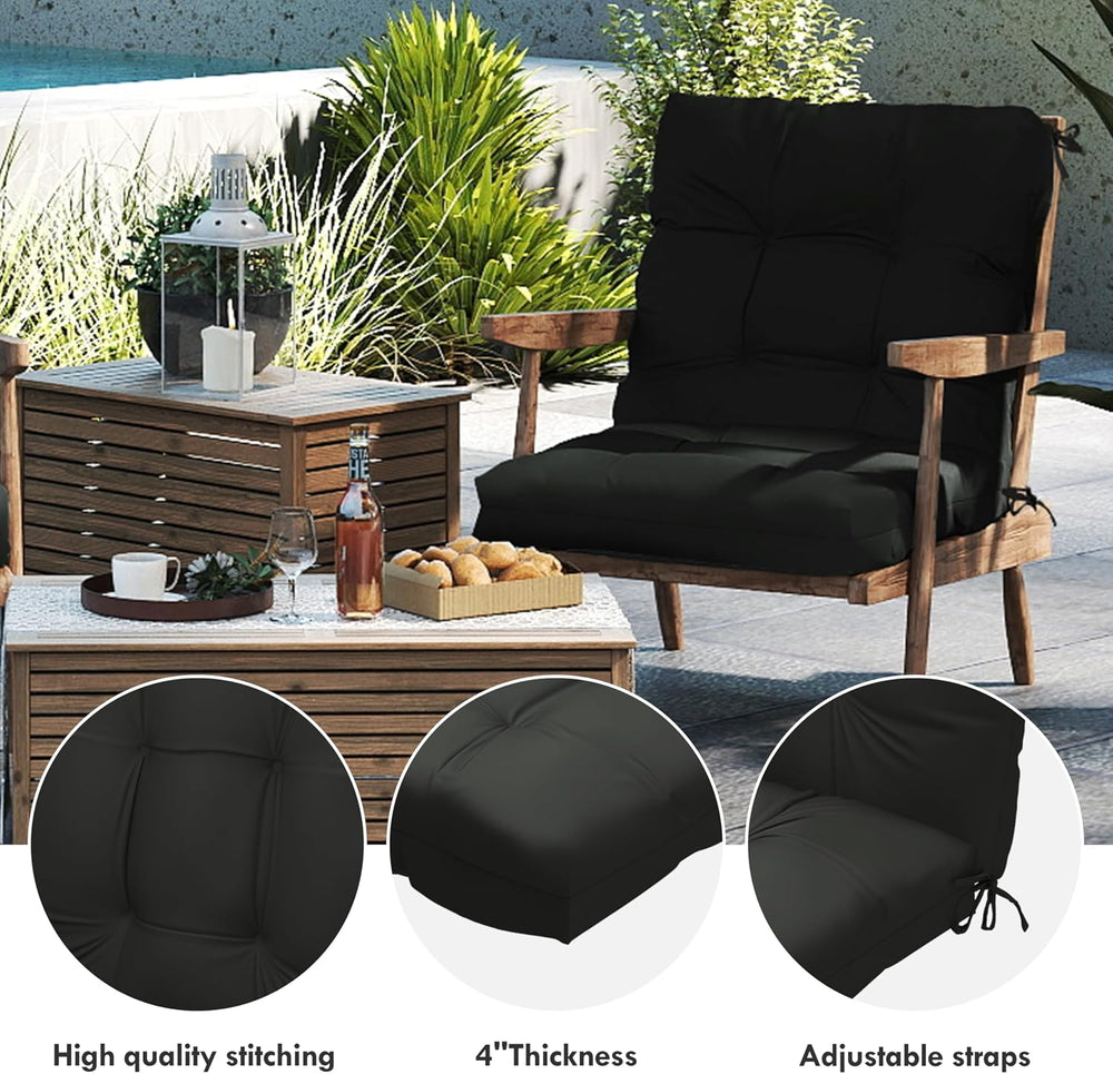 Outdoor High Back Chair Cushions 42"x 21" x 4", Waterproof Pat...