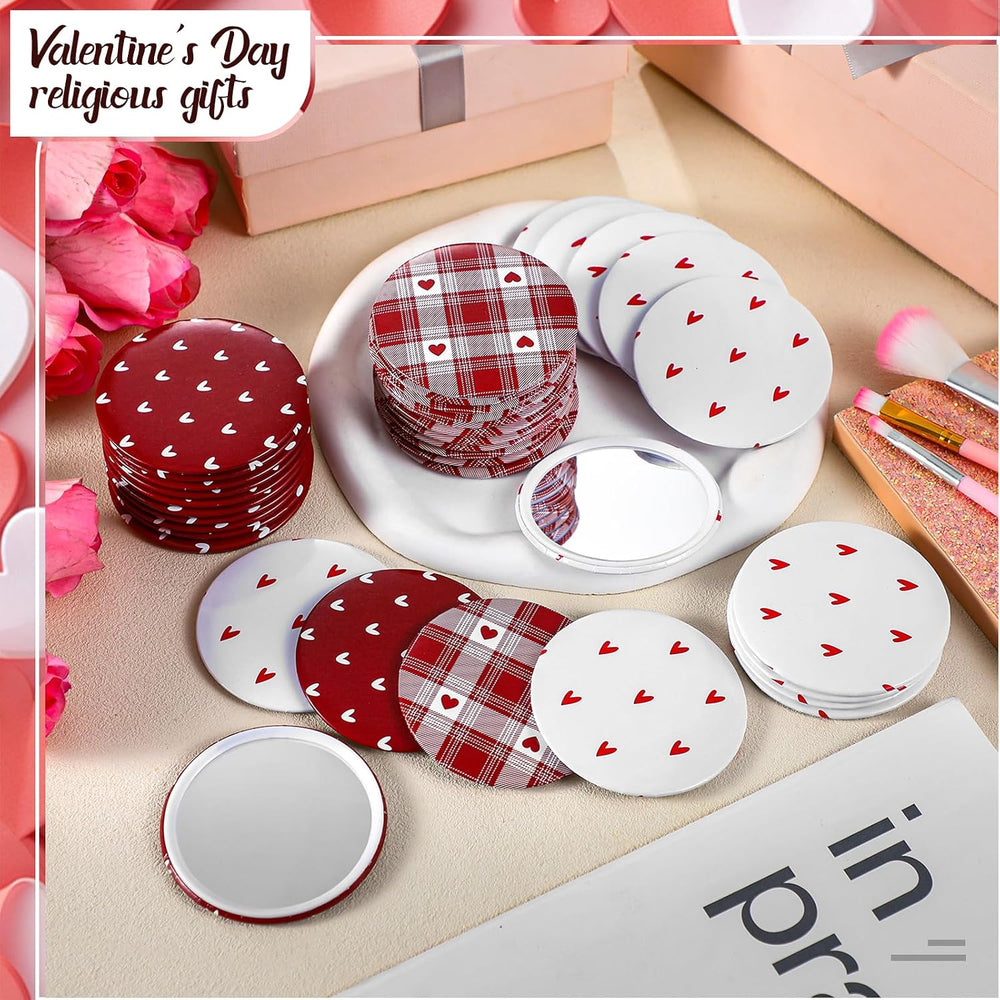 Geetery 120 Pcs Heart Compact Mirrors Gifts Bulk Mini Small Round Circle Port...